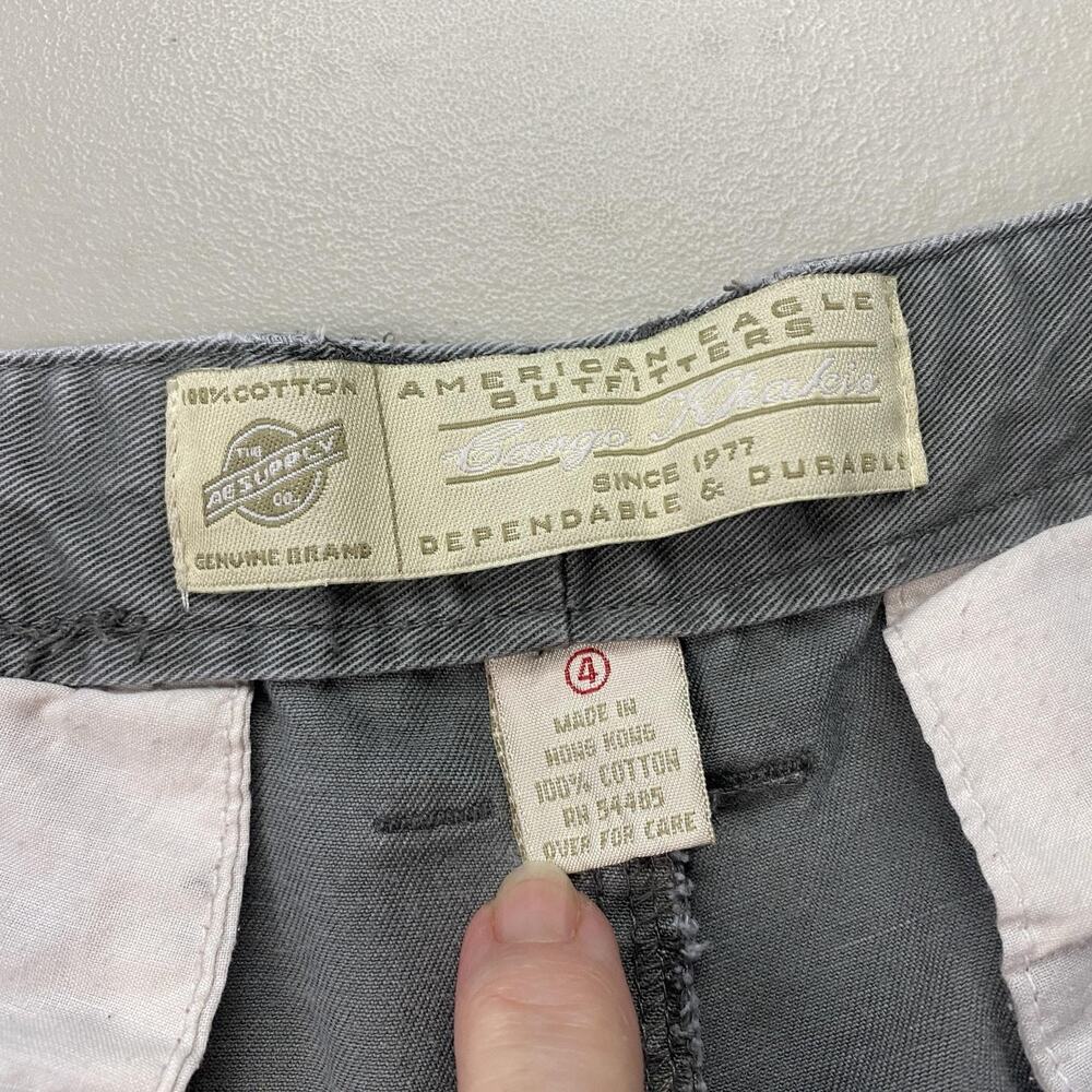Vintage American Eagle Cargo Shorts Womens 4 Gray Canvas 90s Y2K Grunge 27x6 - Picture 13 of 14